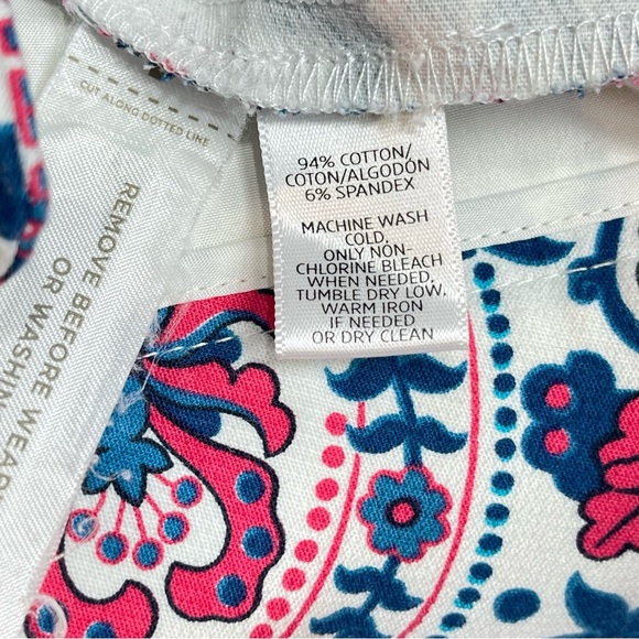 LOFT Original Crop Capri Pants Marisa Riviera Blue Pink Stretch NWOT Size 4 - Picture 5 of 10